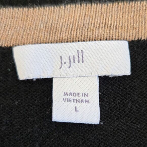 J. Jill Womens Black V-Neck Long Sleeve Sweater Tunic Large Cotton Blend - Picture 4 of 8